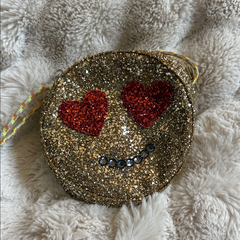 Gold Glitter Emoji Crossbody Bag Crewcuts NWT